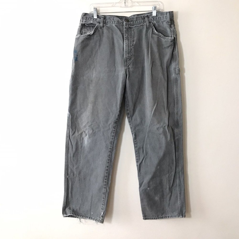 Dickies Distressed Carpenter Baggy Faded Green Pants VTG 90s Skate Grunge 38x32